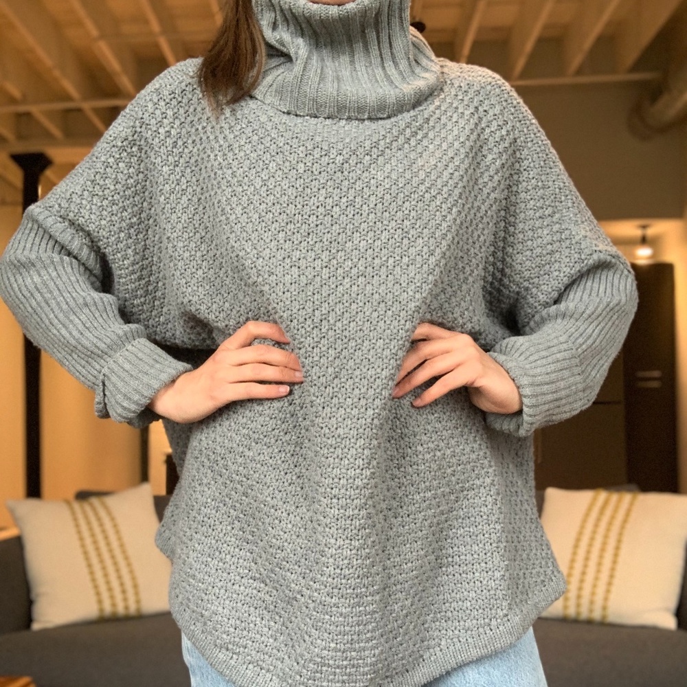 Gray Cowl Neck Sweater